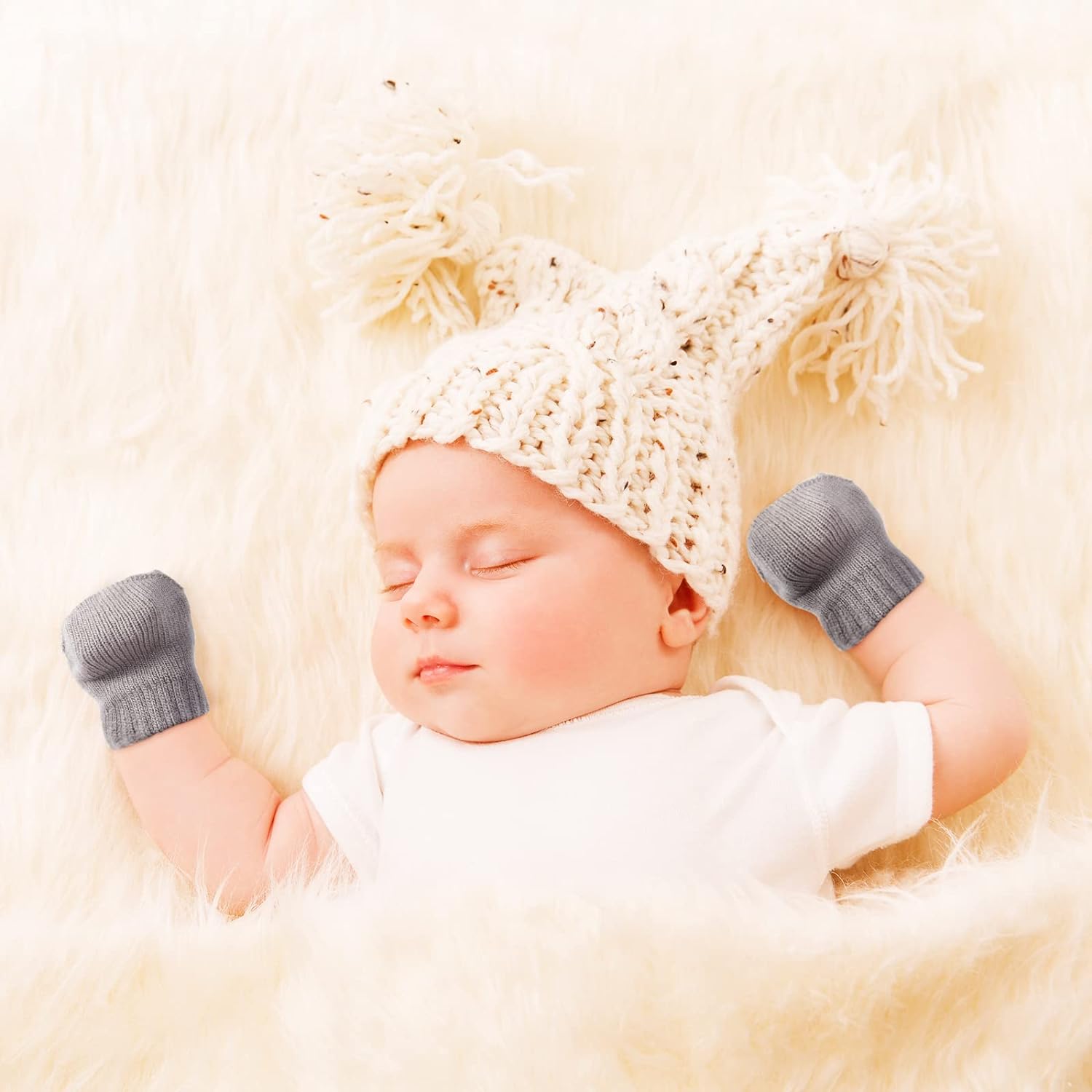9 Pairs Baby Winter Mittens for 0-6 Months Baby No Scratch Newborn Mittens Glove Infant Warm Glove - Image 7